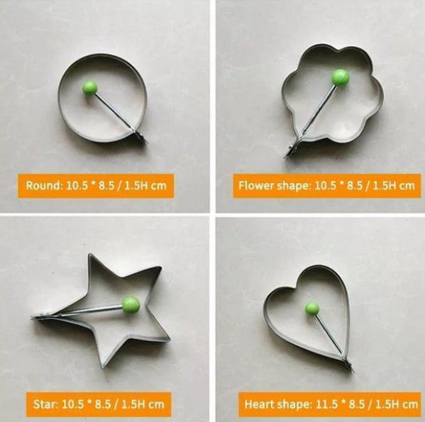Egg Mold Set with 4 Shapes for Breakfast & Dinner
