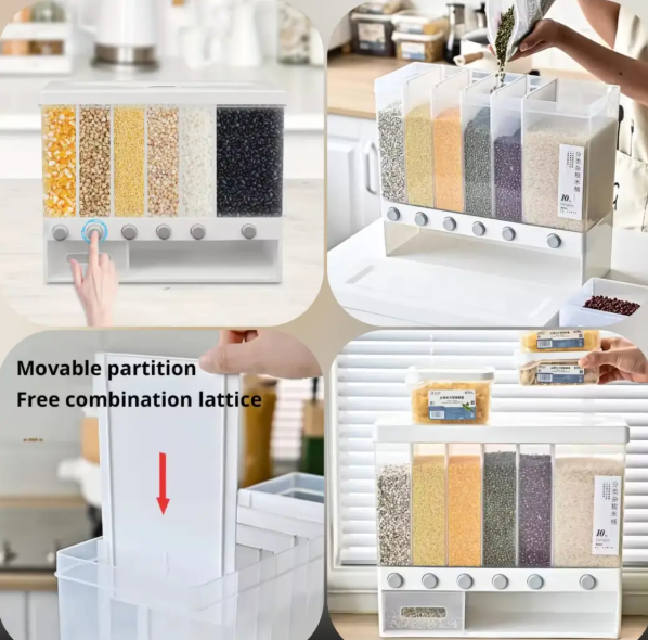 6 in 1 Cereal Dispenser – Multi-Compartment Dry Food Storage