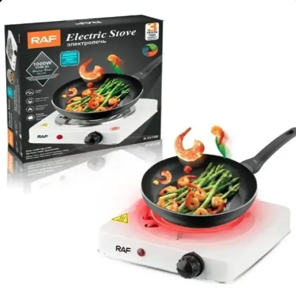 Electric Stove 1000W Stainless Steel White Compact