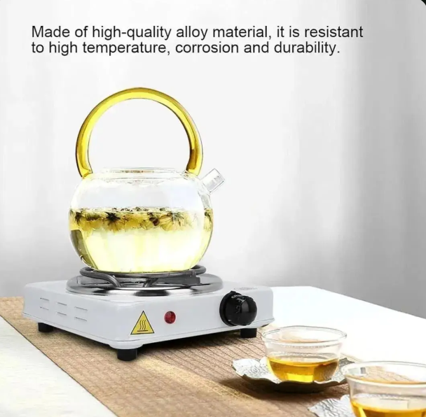 Electric Stove 1000W Stainless Steel White Compact