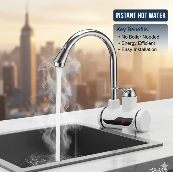 Instant Hot Water Electric Faucet Stainless Steel Kitchen Sink