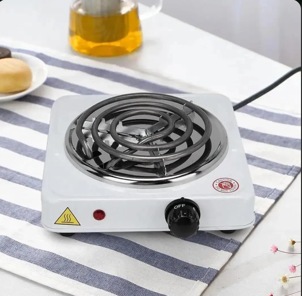 Electric Stove 1000W Stainless Steel White Compact