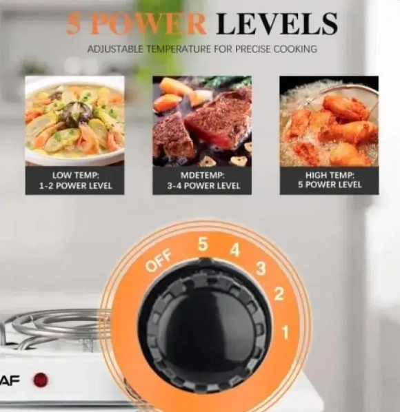 Electric Stove 1000W Stainless Steel White Compact