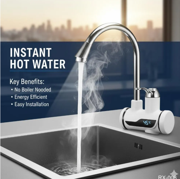 Instant Hot Water Electric Faucet Stainless Steel Kitchen Sink