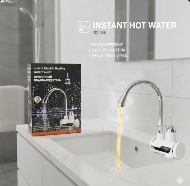 Instant Hot Water Electric Faucet Stainless Steel Kitchen Sink